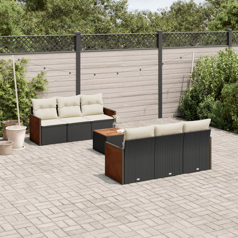 Ensemble de canapé de jardin Vidaxl, Coussin crème / cadre noir