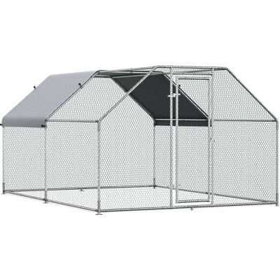 Poulailler en métal avec couvercle imperméable 9 pi x 12 pi 6,5 pi, pour 8 à 12 poules, lapins, canards, acier galvanisé, abri imperméable verrouillable