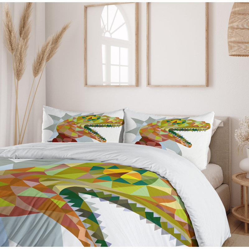 Reptile Polyester Duvet Cover, Queen Duvet Cover + 2 Shams
