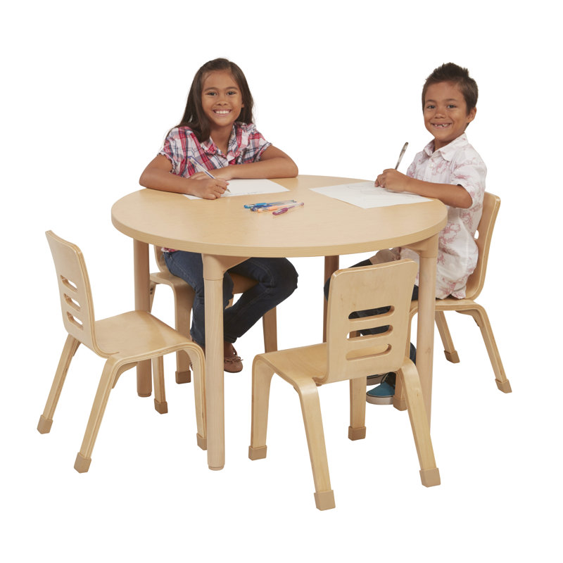 Table ronde polyvalente avec pieds en bois, H 18 po x L 30 po x l 30 po, Érable clair