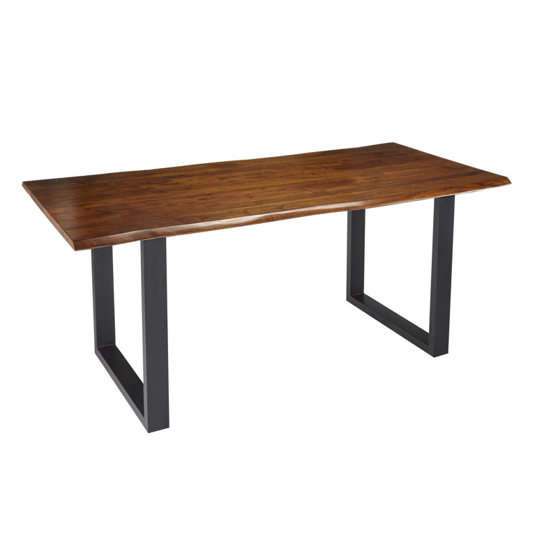 Milagros Solid Wood Top Metal Base Dining Table