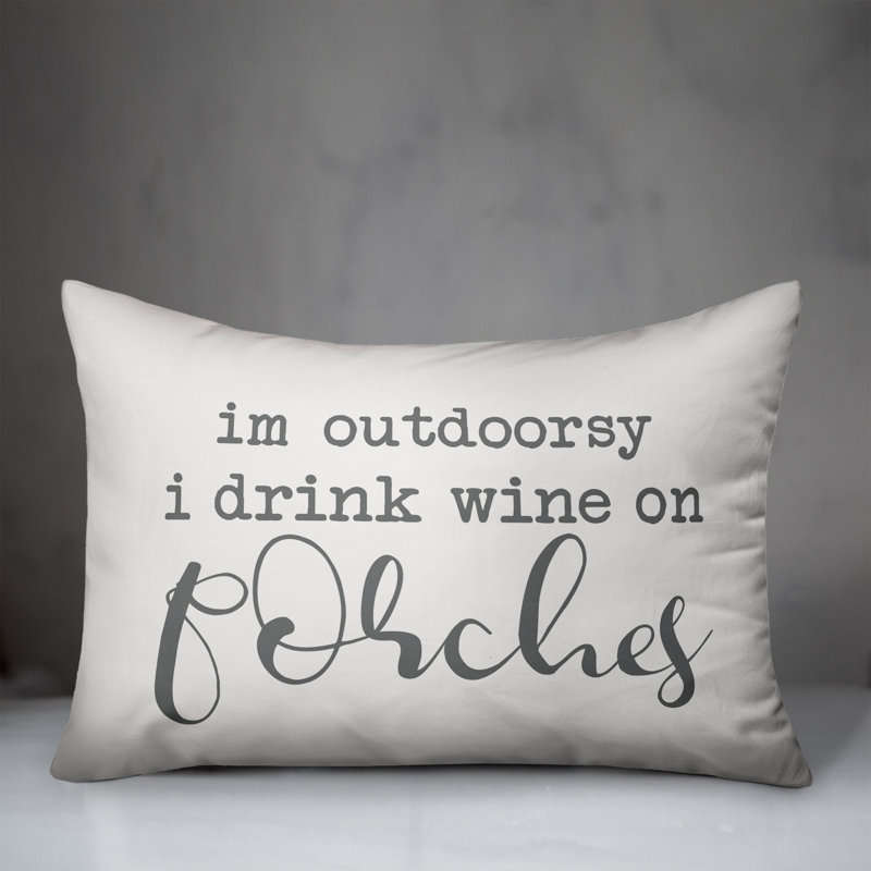 Textual Outdoor Reversible Throw Pillow, White/Gray