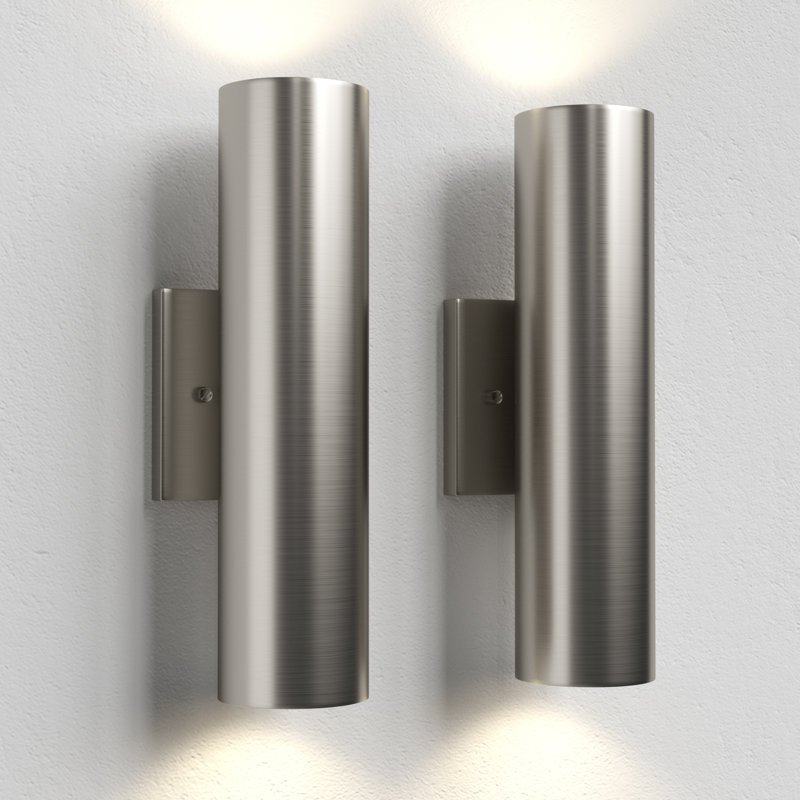 12''H Nickel Aluminum Dimmable LED Wall Sconces, Nickel , 12" H x 4" W x 4.33" D