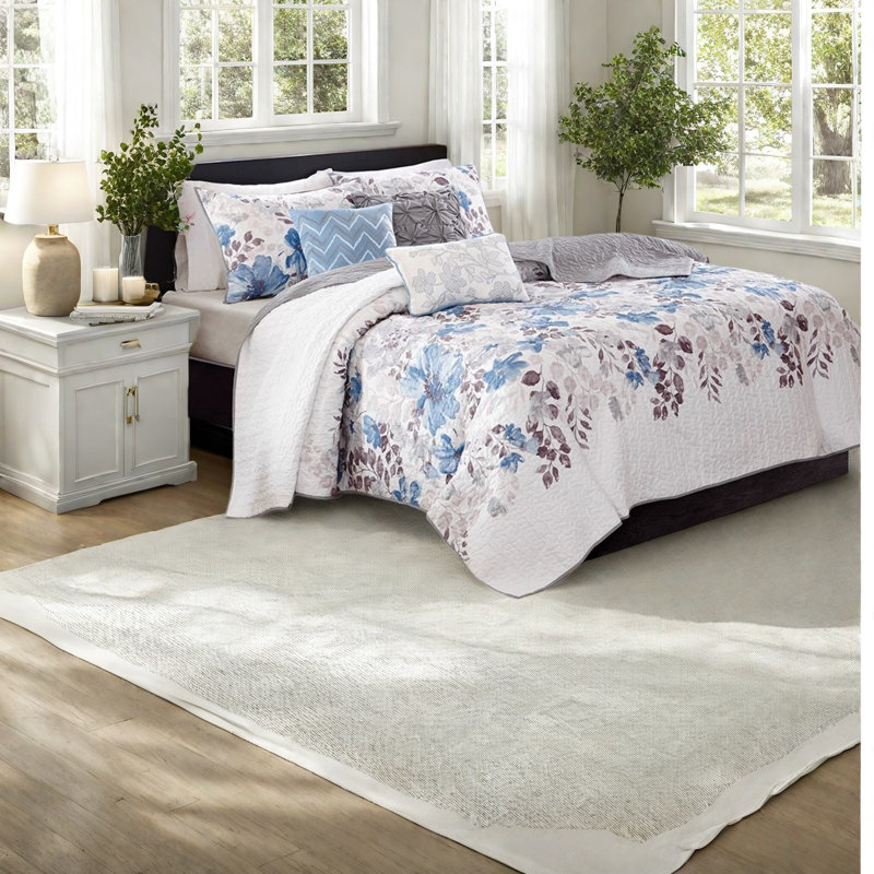 Ensembles de literie réversible, microfibre à très grand motif floral, maison moderne