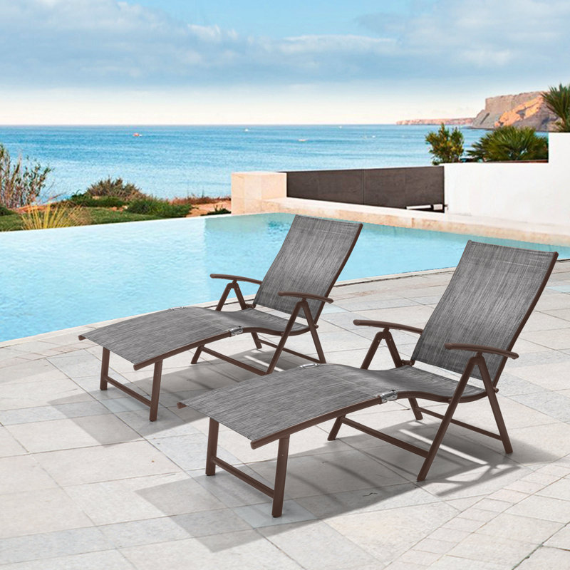 Cllgone 45" Long Reclining Steamer, Black/Grey