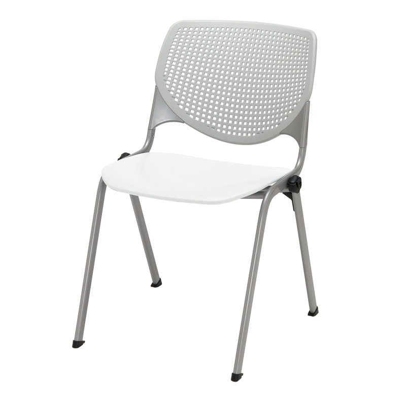 Chaise empilable en poly sans accoudoirs Kool, Blanc / gris clair, Sans roulettes