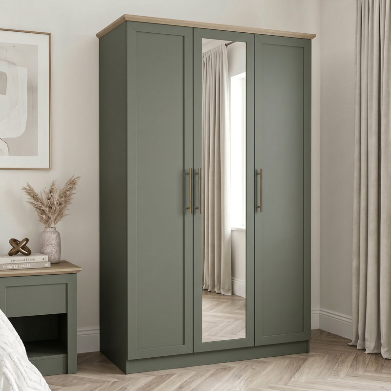  3 Door Wardrobe, Kale Green