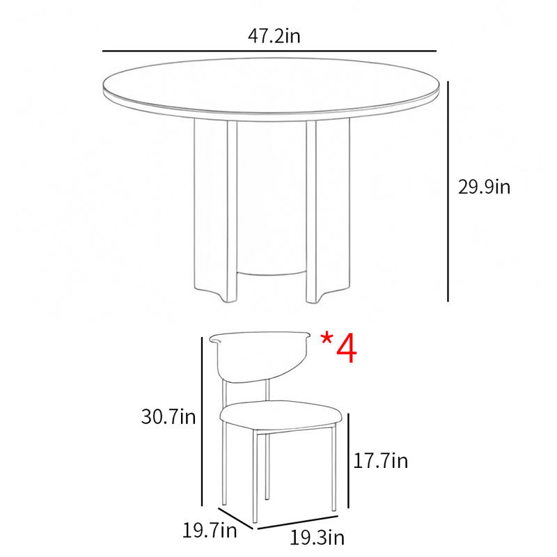 Ensemble de table de salle à manger italienne simple, Gris