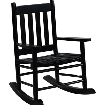 Chaise berçante noire à dossier en lattes