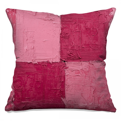 Textured Pink Squares Double Sided Throw Pillows
