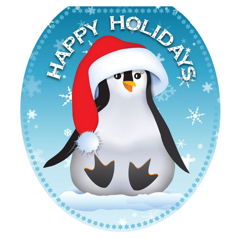 Décalcomanie de siège de toilette Holiday Penguin, Rond