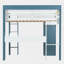 Lit mezzanine double avec bureau intégré et tablettes de rangement-1337149824