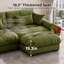 Canapé modulaire 3 places en velours vert, siège profond, dossier et coussins cylindriques.-577311520