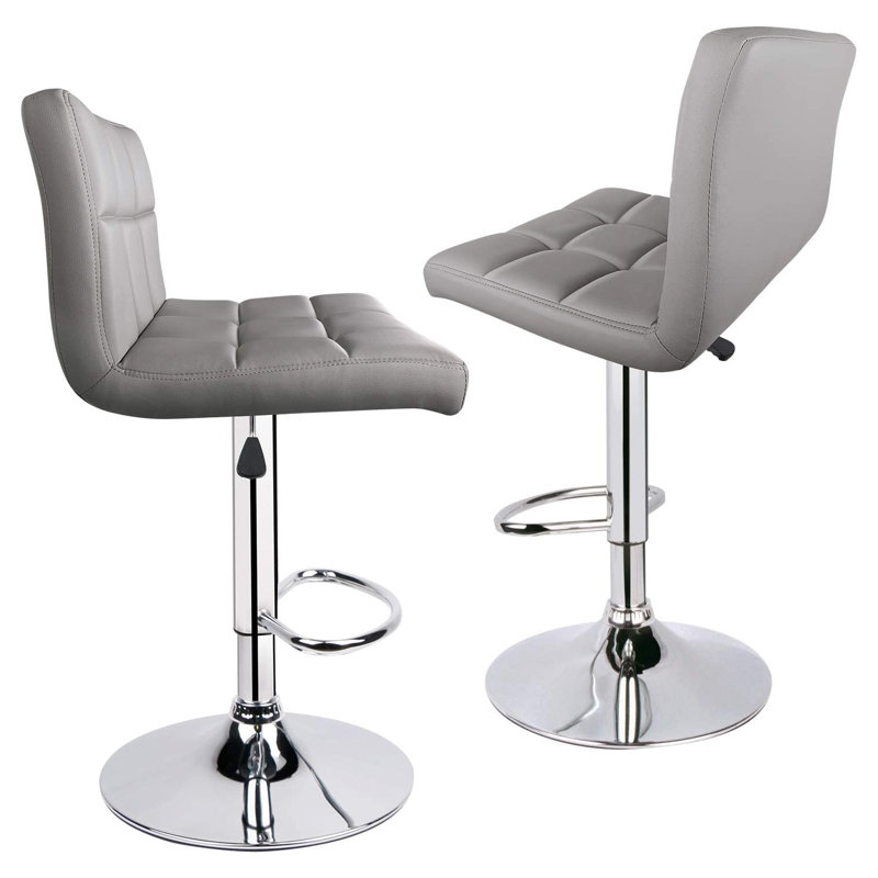 Ludmil Swivel Adjustable Height 32.5" Bar Stool, Blue, 2