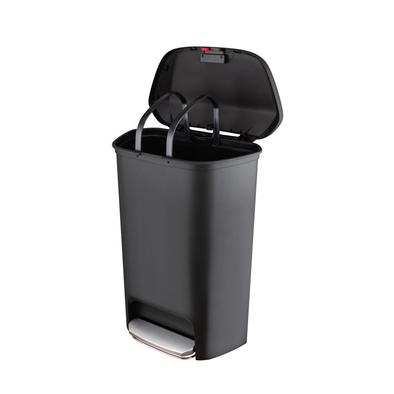 Plastic Step On Trash Can - 13 Gallons, Black