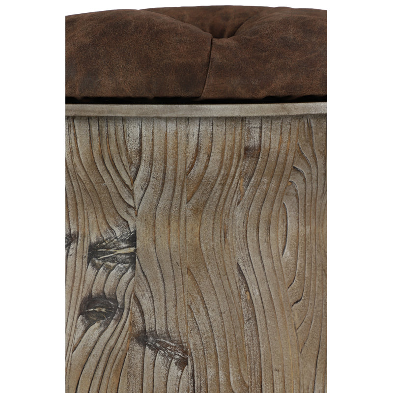 Repose-pieds de rangement rond 17 po Tolleson, Brun