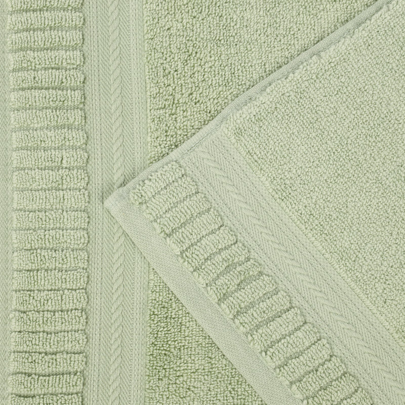 Ensemble de serviettes en coton doux à densité moyenne Venice Zero Twist, Vert, 8 Piece Towel Set