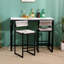 Ensemble de 2 tabourets de bar gris tissés à la main avec tabouret à hauteur de comptoir et tabouret en corde de papier tissé pour la cuisine, la maison et le bureau-608115638