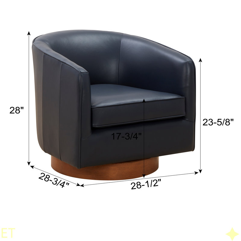Chaise pivotante en cuir et cuir Tessa, Bleu marine foncé