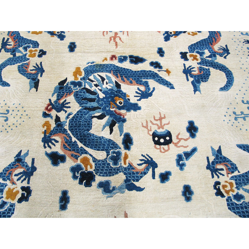 Tapis ningxia antique à cinq griffes chinois