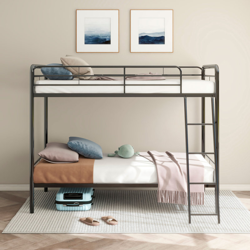 Carson Metal Twin Over Twin Bunk Bed Glossy Black, Black, Twin