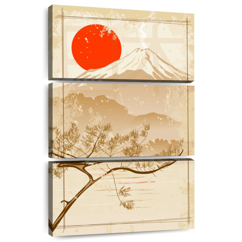 Soleil rouge, mont Fuji