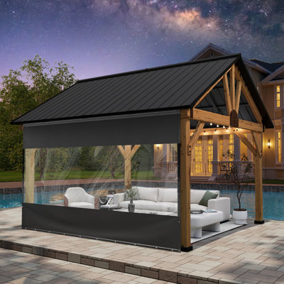 Rideau transparent multi-tailles pour l'extérieur, bâche imperméable et imperméable toutes saisons pour pergola, porche, pavillon de jardin, écran d'intimité et rideau occultant