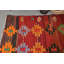 Tapis turc vintage en laine tissé à la main de style géométrique rétro, idéal pour les maisons ou les bureaux - rouge / orange