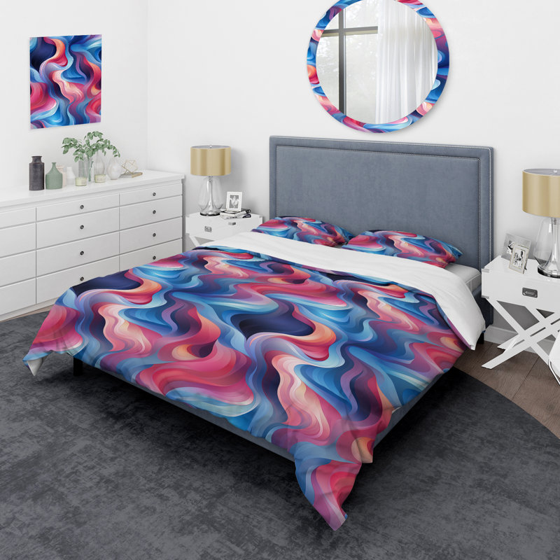 Ensemble de housse de couette Judiel, Housse de couette pour grand lit et 2 taies décor