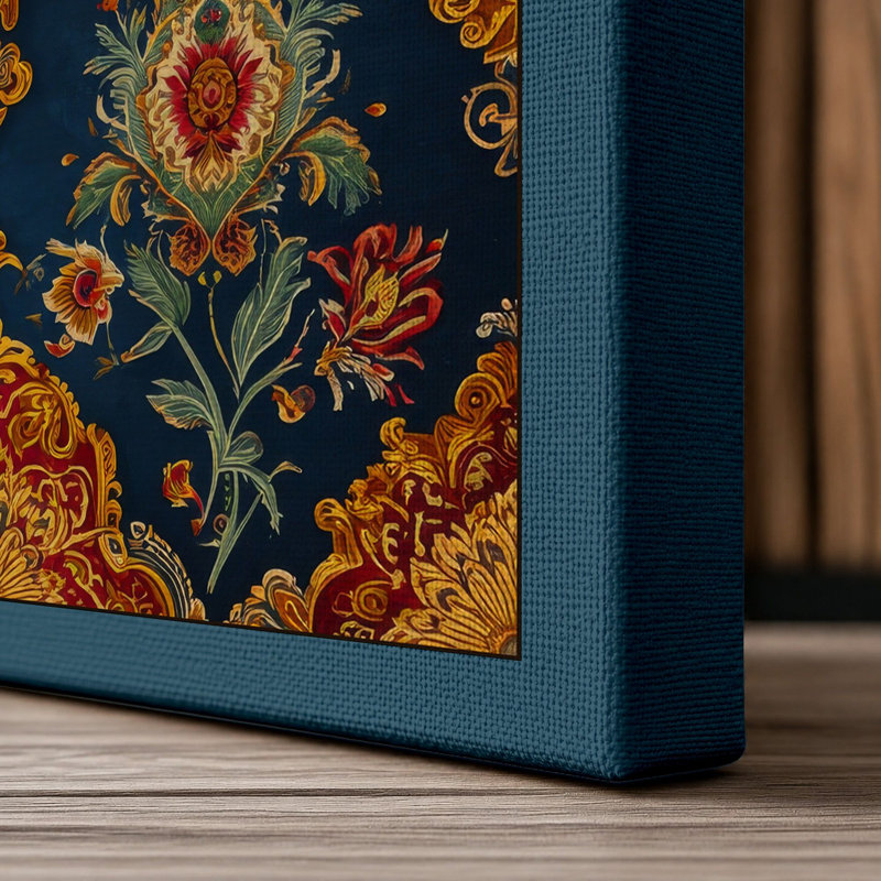 Persian Jewel Lattice Eclectic - Wrapped Canvas, 18x12 - 45.7 x 30.5 cm, Teal Border