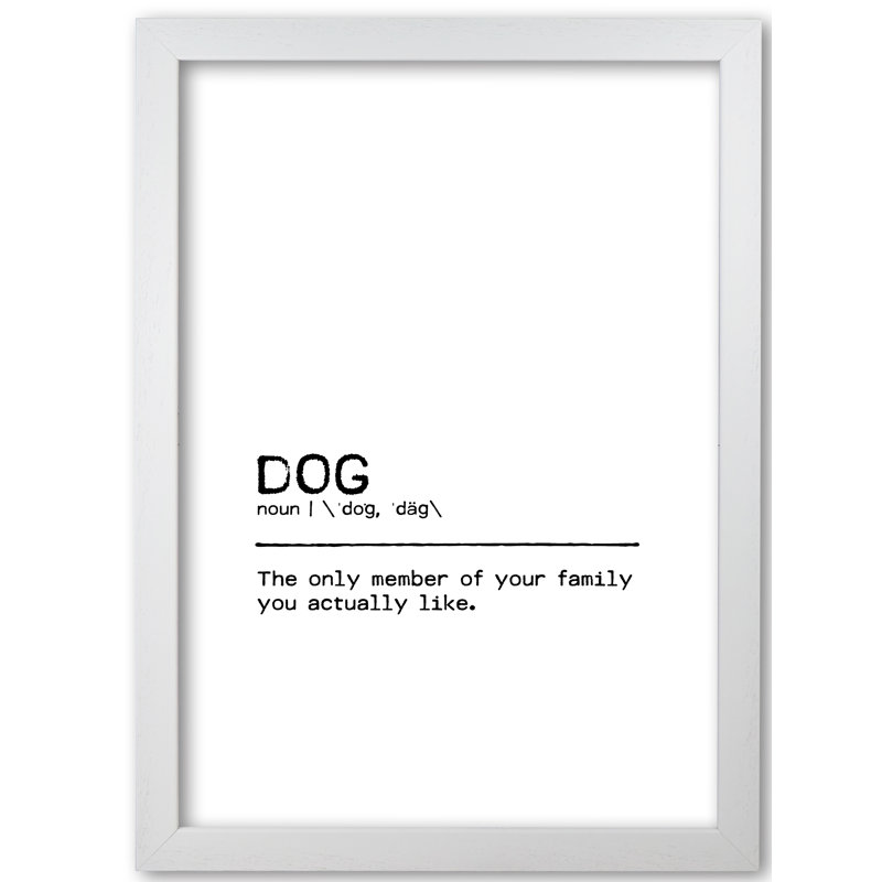 Dog Family - Print, 42 cm H x 30 cm W x 5 cm D, White Grain Frame