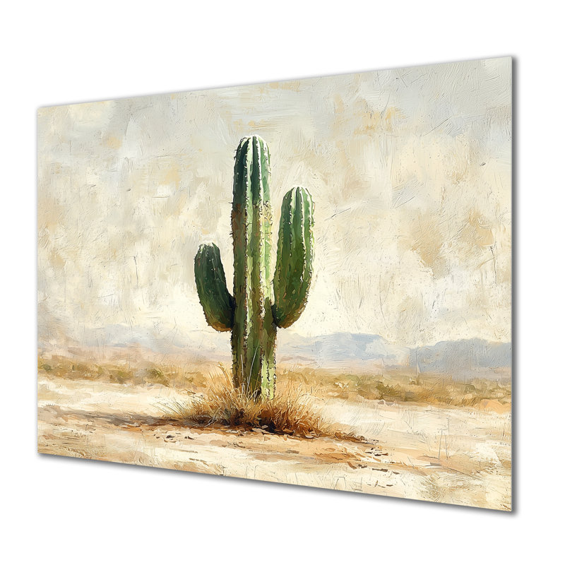 Cactus dans le désert V - Cactus en métal, reproduction d'art traditionnelle en métal, H 34 po x l 44 po