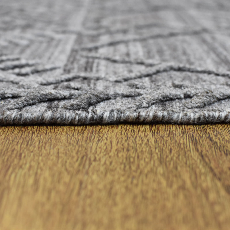 Tapis intérieur rectangulaire gris foncé en polypropylène tissé à la main Kilim, Rectangle 5 pi x 8 pi