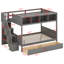 Lit superposé simple au dessus d'un lit double pour enfants-2100497741