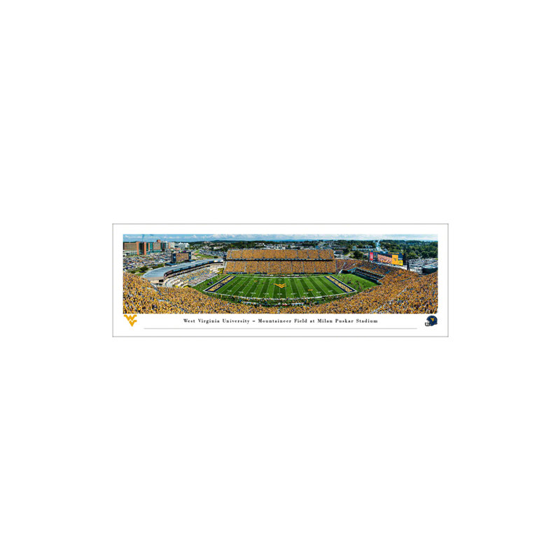 Impression panoramique de West Virginia Football, H 13,5 po x l 40 po x P 0,38 po, Sans cadre
