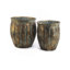 Ensemble de 2 pots de fleurs en fer vieilli, L: 13 x 13 x 14,5 po: 11 x 11 x 13,5 po