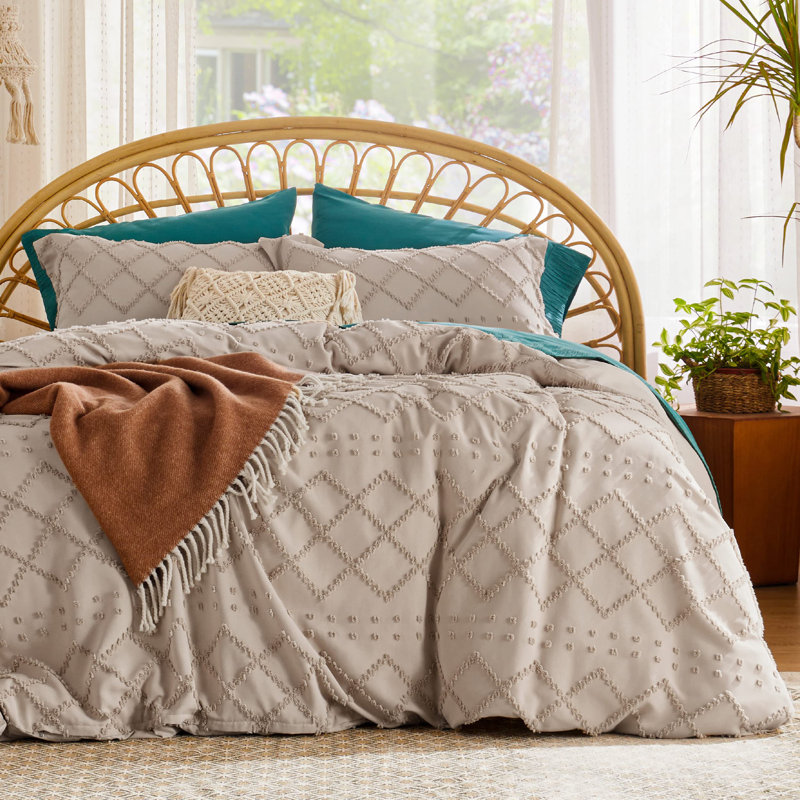 Ensemble de housse de couette Literie Boho - Ensemble de literie à broder, Housse de couette grand et 2 taies décoratives