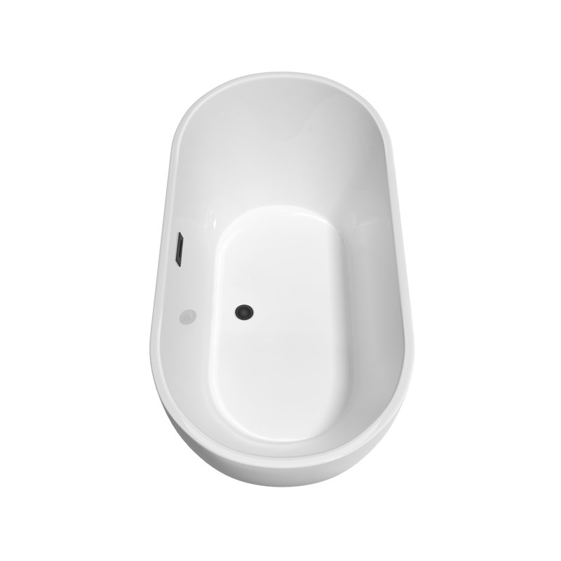 Brooklyn 60'' x 30'' Soaking Acrylic Bathtub with Faucet, White/Matte Black