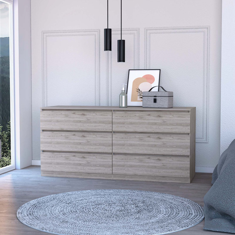 Commode double 6 tiroirs 60,47 "Alohna Randwick, Noir