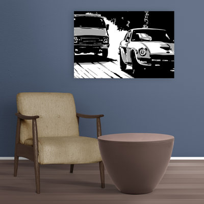 Classic Road Cars Classic Retro Vintage Landscape Nature Wall Art Print 1 Piece Wrapped Canvas Wall Art