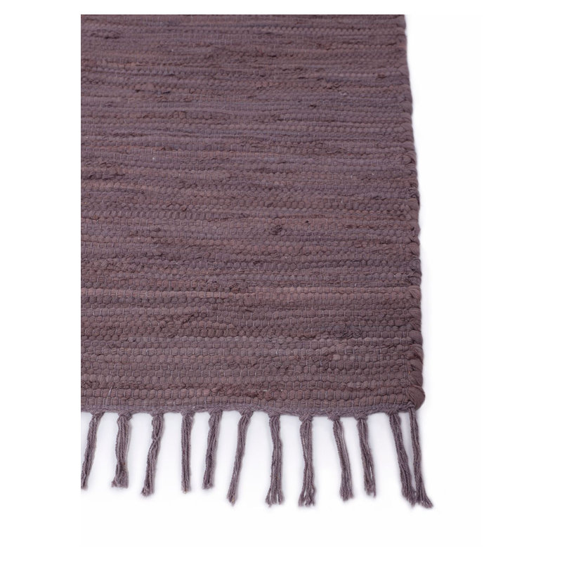 Chindi Uni Solid Colour Hand Crafted Hand Braided Mauve Area Rug, Rectangle 70 x 140cm