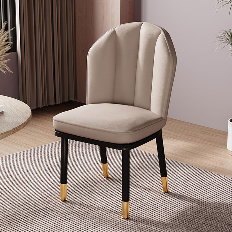 Chaise d'appoint à dossier beige uni (ensemble de 2), Beige