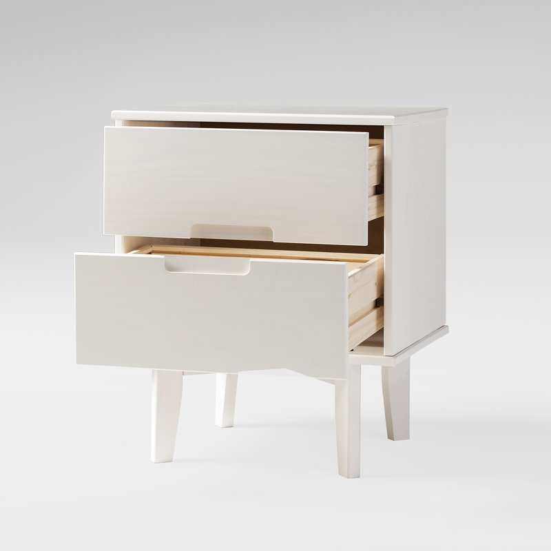 Ulti Solid Wood Bedside Table, White
