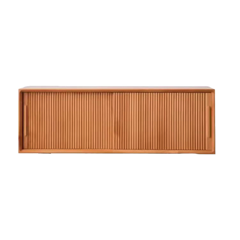 47.24" Nordic Minimalist Brown Solid Pine Wall-Mounted Sliding Door Storage Cabinet