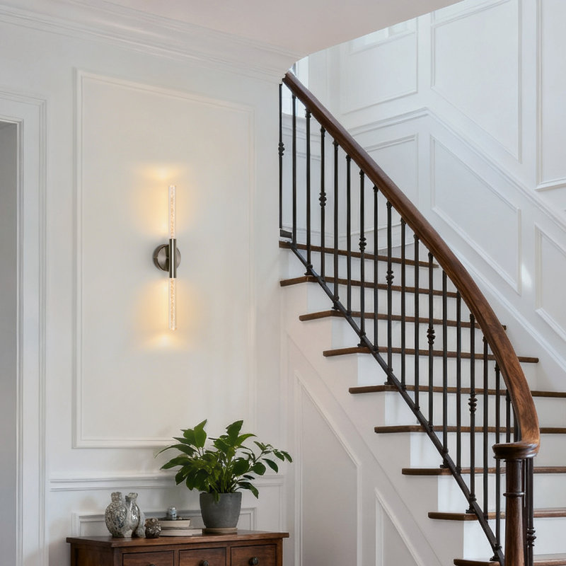 Éclairage pour salle de bain 2 lumières DEL à intensité variable, 24 po de largeur, Nickel brossé, 1