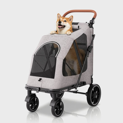 Pet Stroller With Ramp For Large Dogs Up To 100 Lbs, No-Lift Dog Stroller With One-Step Rear Brake, All-Terrain Design