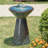 Two Birds Embossed Plant Pattern Pedestal Ceramic Fountain With Light-1296550314