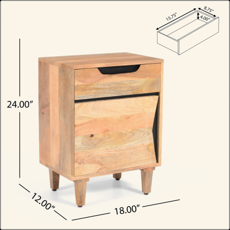 Table de chevet en bois naturel