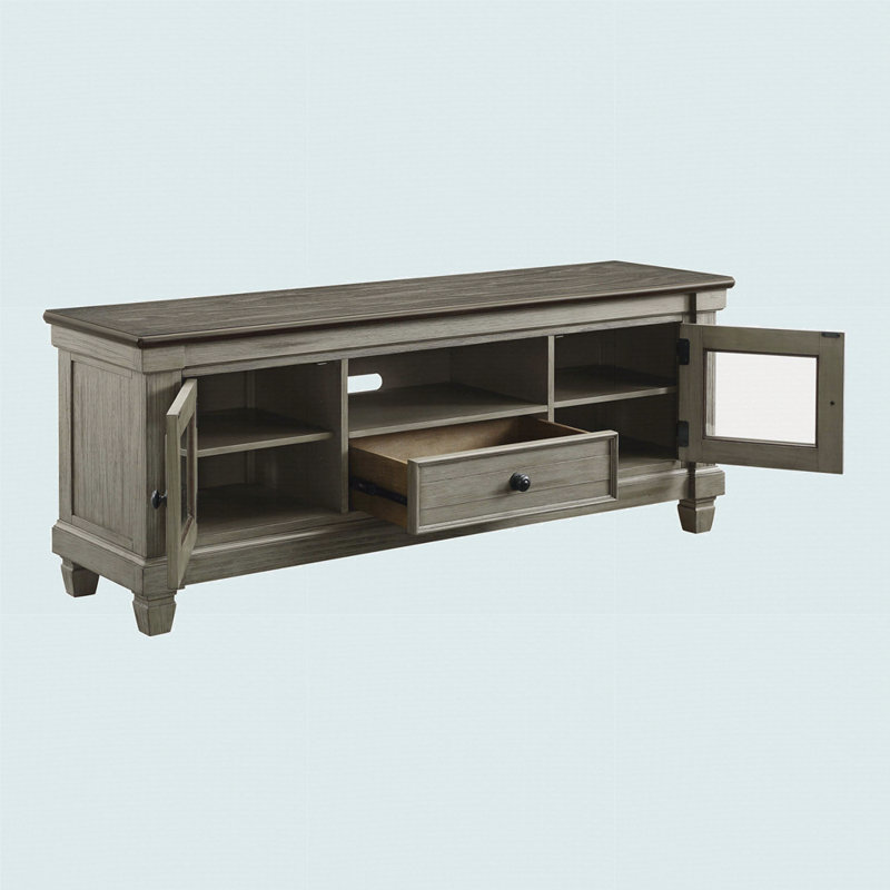 TV Stand With Drawer Storage Cabinets Wooden Living Room Furniture, Coffee And TV Console Table, Antique Gray