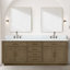 Meuble-lavabo double blanc 84 po X P 22 po D, dessus en marbre de Carrare et ensemble de robinet-117825180